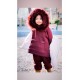 Unisex Bordo Kürk Yaka Alt Üst Takım